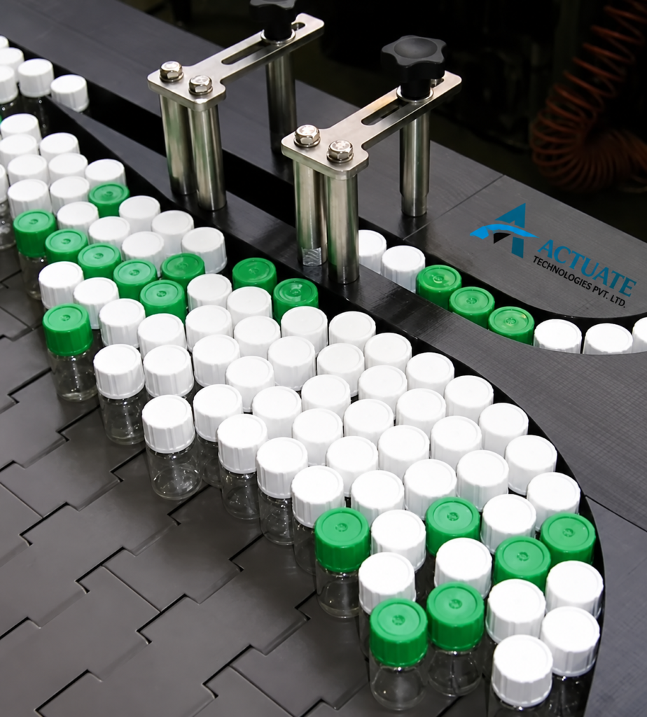 Pharmaceutical Conveyor Belts for Bottle Handling by Actuate Technologies
