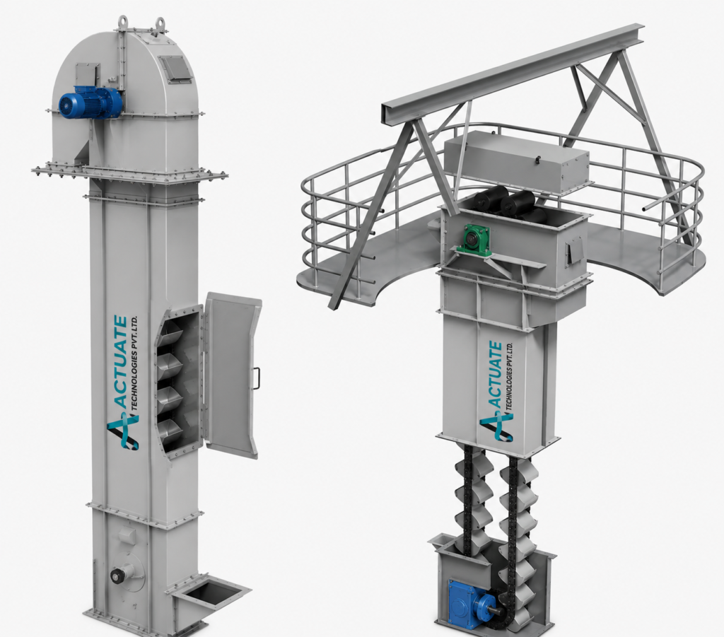 Industrial Bucket Elevator by Actuate Technologies Pvt. Ltd. for Vertical Bulk Material Handling