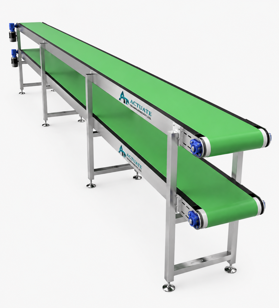 Double Decker Belt Conveyor by Actuate Technologies Pvt. Ltd. for Dual-Level Industrial Material Handling