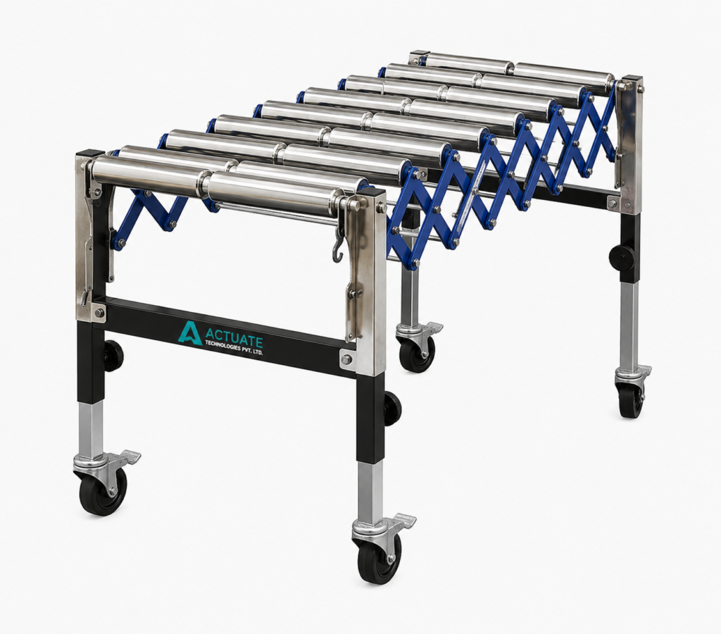 Expandable Roller Conveyor by Actuate Technologies Pvt. Ltd. for Flexible Material Handling and Warehouse Logistics