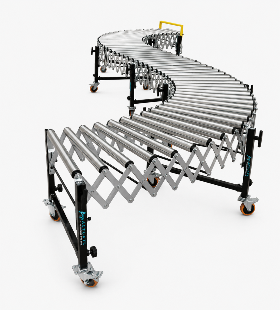 Flexible Expandable Roller Conveyor by Actuate Technologies Pvt. Ltd. for Warehouse, Logistics, and Material Handling