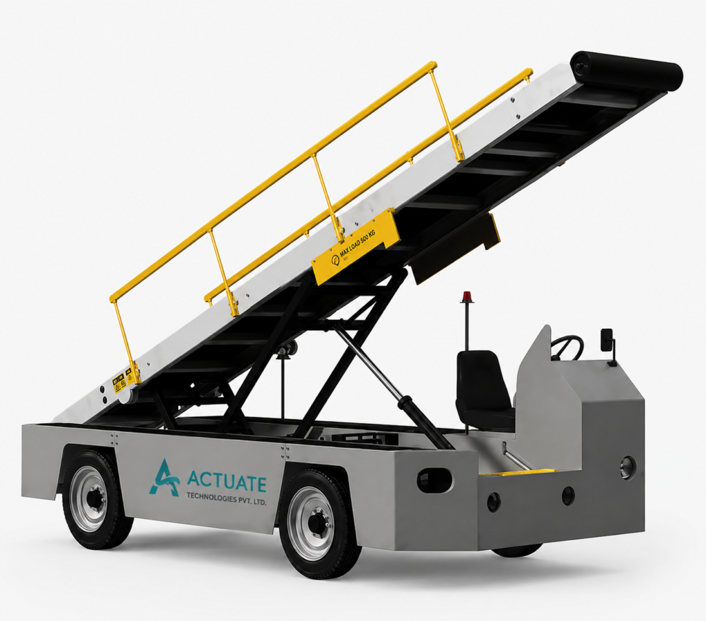 Mobile Baggage Conveyor Loader by Actuate Technologies Pvt. Ltd. for Airport and Logistics Material Handling