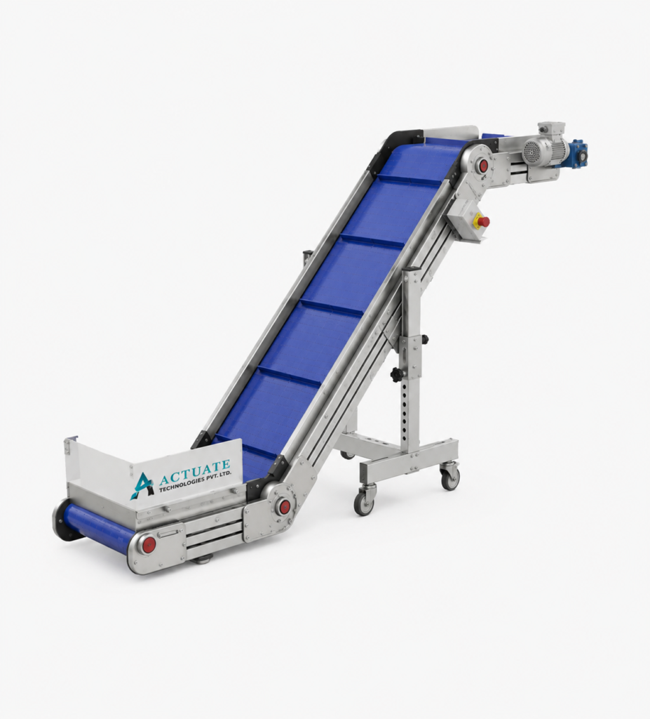 Inclined Belt Conveyor by Actuate Technologies Pvt. Ltd. for Industrial Material Handling