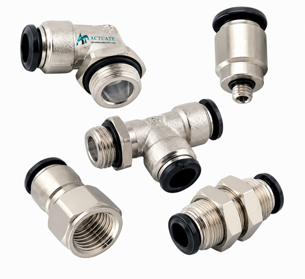 Pneumatic Push Fittings with Threaded Connections
