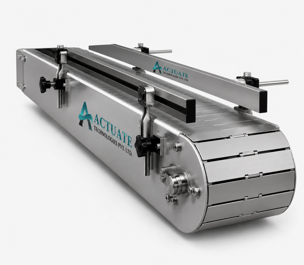 Industrial Slat Conveyor by Actuate Technologies Pvt. Ltd. for Heavy-Duty Material Handling