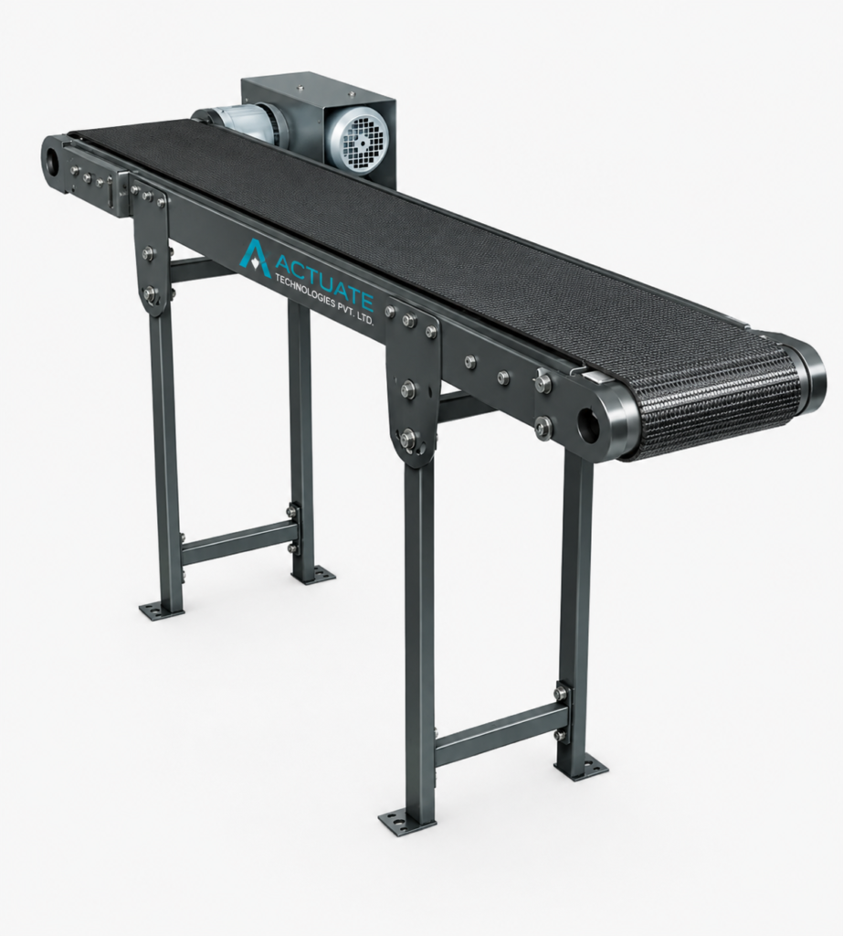 Industrial Wire Mesh Belt Conveyor by Actuate Technologies Pvt. Ltd. for High-Temperature Material Handling
