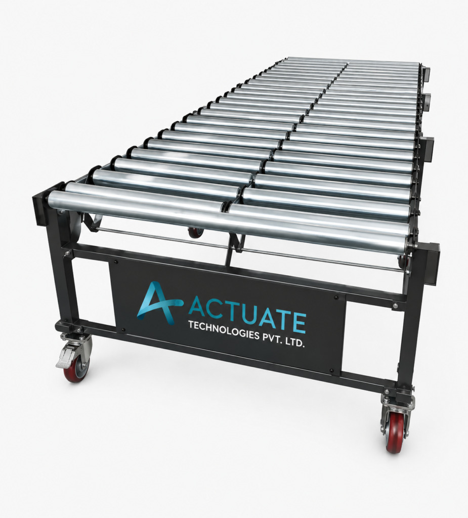 Industrial Gravity Roller Conveyor by Actuate Technologies Pvt. Ltd. for Material Handling